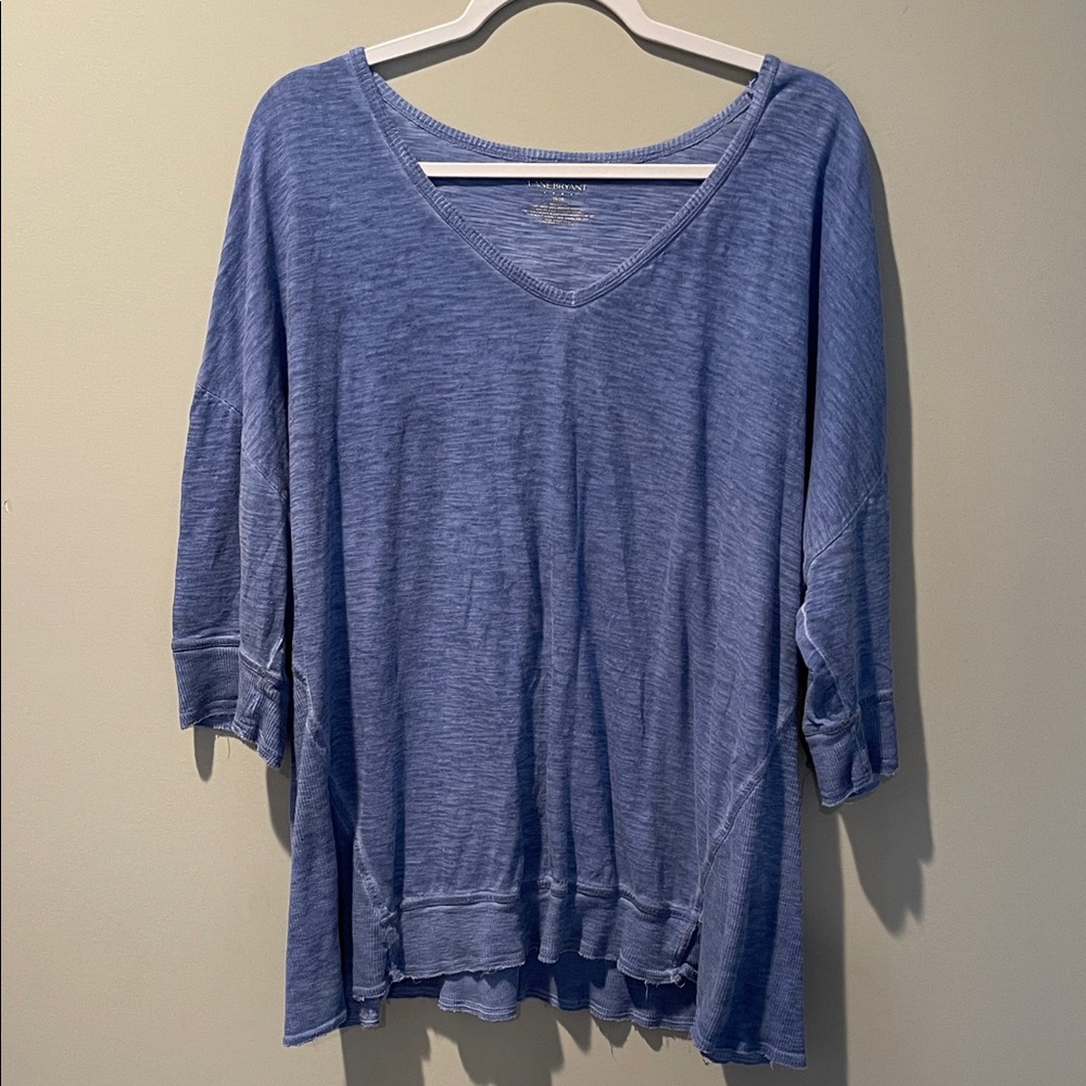 Lane Bryant Relaxed Blue Long Sleeve Tee